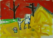 Autoportretas motyve. 2013. Popierius, guašas. 45x65

