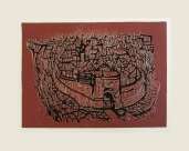 Kęstutis Petras Ramonas, Senasis Vilnius, 1978, šilkografija, 43x61 cm.