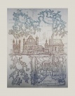 Kęstutis Petras Ramonas, Vilniaus snamiestis 1992, litografija, 49x37 cm. 