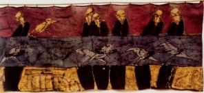 Audronė Adomavičienė
Mėlynoji upė 1998, 50x110, batika, šilkas, bambukas